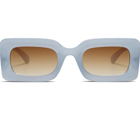 SOJOS Accessories - SOJOS Retro 90s Nude Lens Blue Rectangle Frame Sunglasses